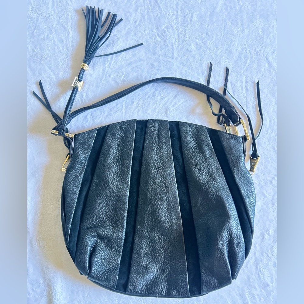 AIMEE KESTENBERG BLACK & GOLD SADDLE BAG NWOT